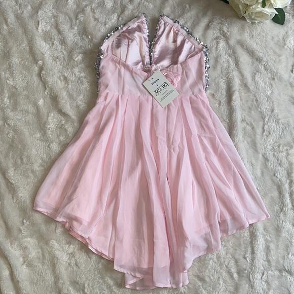 XENIA BNWT STRAPLESS PINK/SILVER ROMPER - Picture 3 of 4